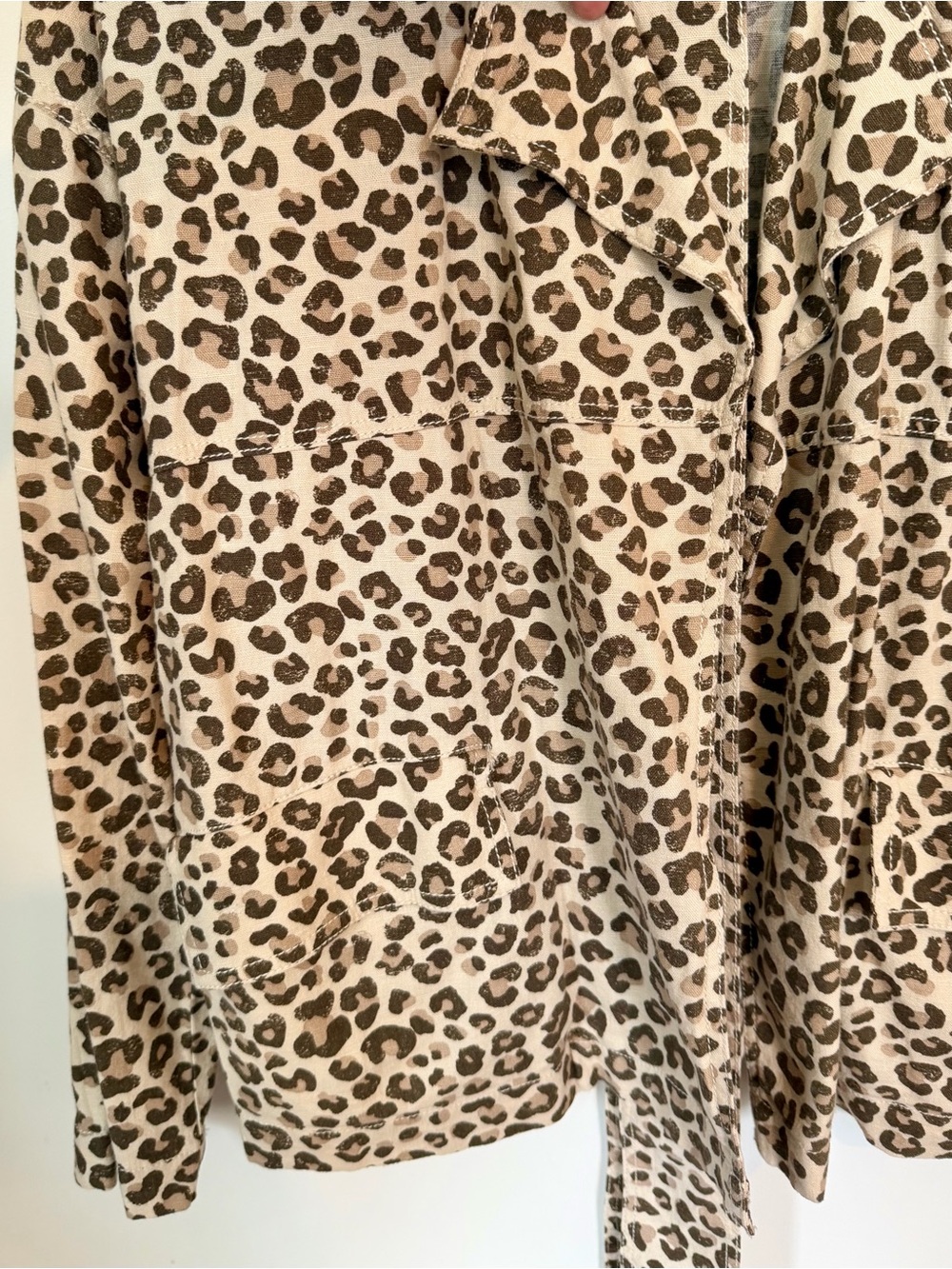 Caslon Leopard-Print Jacket with Waist Tie - Size: Medium - Picture 4 of 7